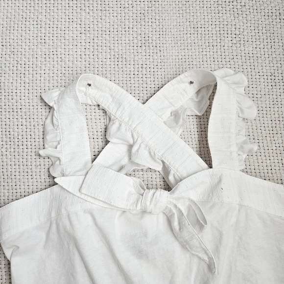 J. Crew Cotton Linen Blend Bow Ruffle Tank Top Size Small nwt - Picture 4 of 12